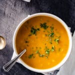 Close up of corn, jalapeno, and sweet potato bisque