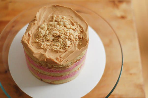 My Pink Elephant: Brown Butter Cake with Cranberry Curd, Orange Cardamom Crumbs, and Biscoff Frosting (inspired by Momofuku Milk Bar) From Blossom To Stem | Because Delicious www.blossomtostem.net