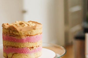 My Pink Elephant: Brown Butter Cake with Cranberry Curd, Orange Cardamom Crumbs, and Biscoff Frosting (inspired by Momofuku Milk Bar) From Blossom To Stem | Because Delicious www.blossomtostem.net