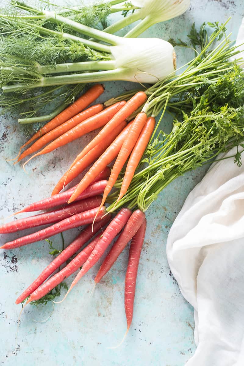 Fennel and red and orange carrots