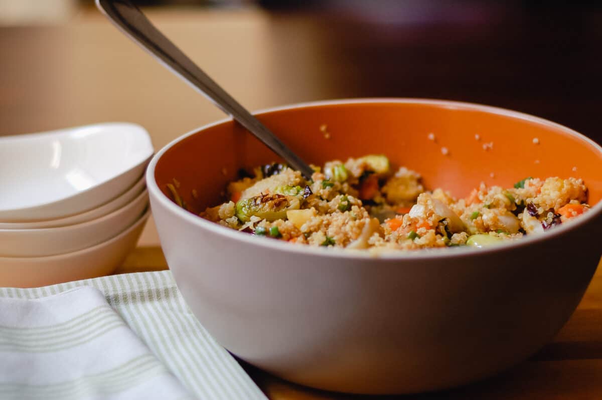 Ginger scallion quinoa in a bowl