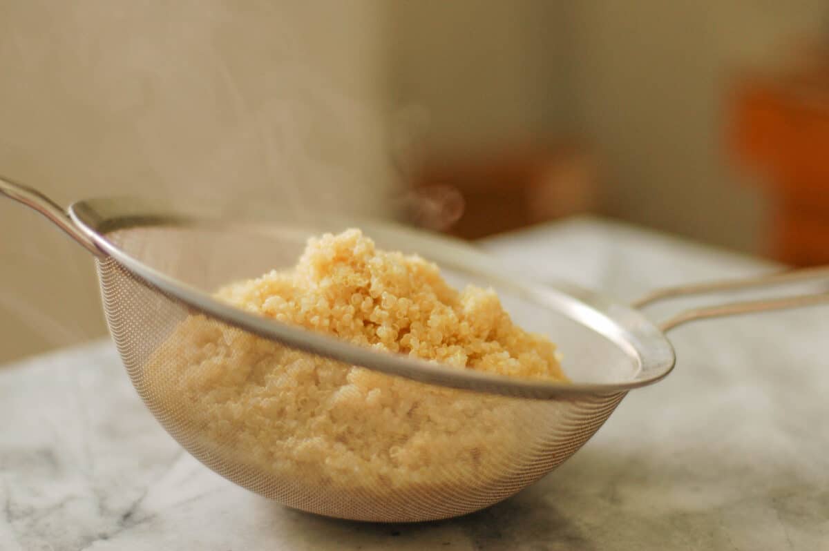 Quinoa in a strainer