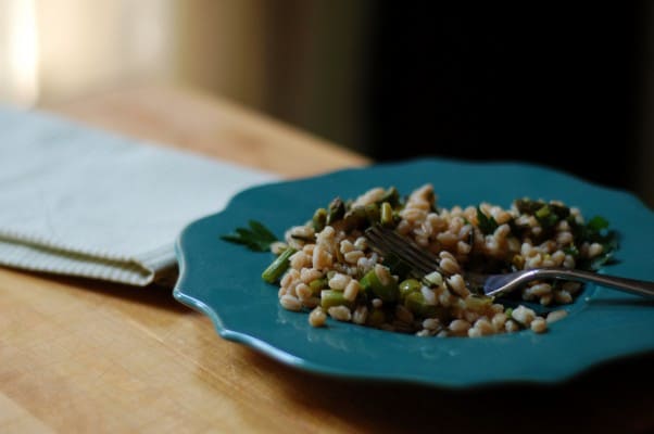 Asparagus and Spring Onion Farro Salad with Quick Preserved Lemon Vinaigrette. From Blossom To Stem | Because Delicious www.blossomtostem.net