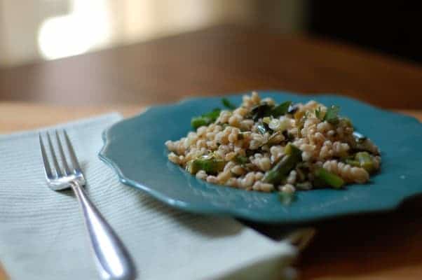 Asparagus and Spring Onion Farro Salad with Quick Preserved Lemon Vinaigrette. From Blossom To Stem | Because Delicious www.blossomtostem.net