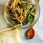 Spicy Summer Bean and Chickpea Salad. A crisp, light salad with yellow and green beans and chickpeas tossed in a kicky vinaigrette. From Blossom to Stem | Because Delicious www.blossomtostem.net