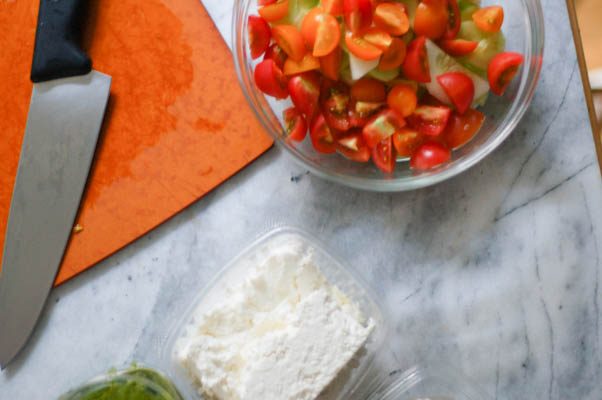 Tomato and Cucumber Salad with Basil Vinaigrette. My salad of the summer! From Blossom to Stem | Because Delicious www.blossomtostem.net