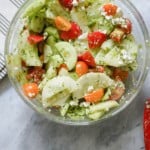 Tomato and Cucumber Salad with Basil Vinaigrette. My salad of the summer! From Blossom to Stem | Because Delicious www.blossomtostem.net