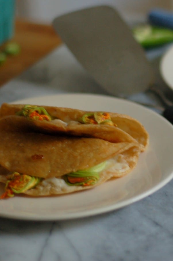 Squash Blossom Quesadillas. Looking for something to do with squash blossoms? No stuffing or frying necessary. From Blossom to Stem | Because Delicious www.blossomtostem.net