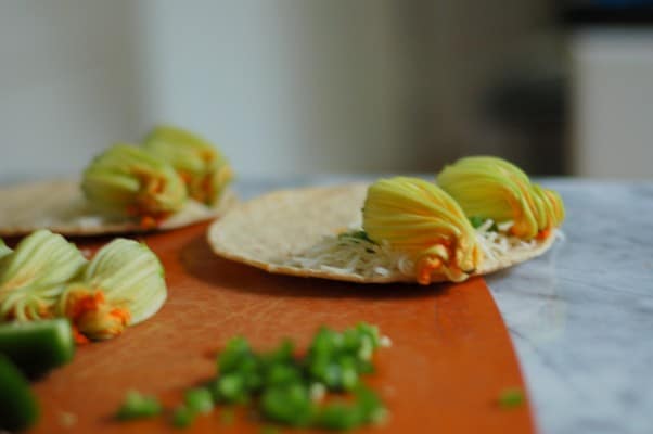 Squash Blossom Quesadillas. Looking for something to do with squash blossoms? No stuffing or frying necessary. From Blossom to Stem | Because Delicious www.blossomtostem.net