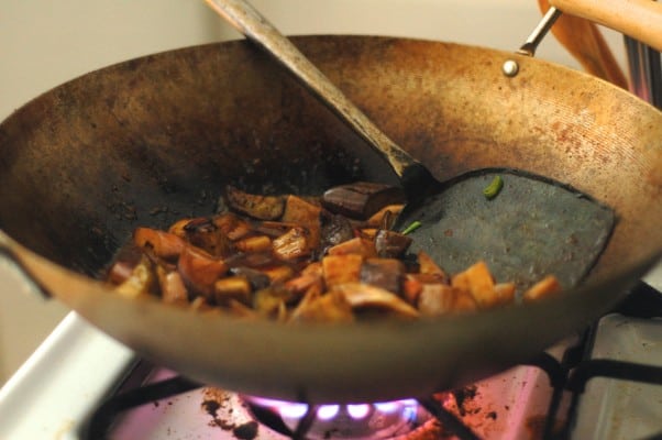 Sichuan "Fish Fragrant" Eggplant with Bacon from Blossom to Stem | Because Delicious www.blossomtostem.net