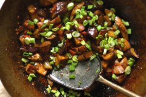 Sichuan Eggplant with Bacon. A wonderful Chinese stirfry with eggplant and Sichuan chili bean paste. One of my favorite ways to eat eggplant. From Blossom to Stem | Because Delicious www.blossomtostem.net