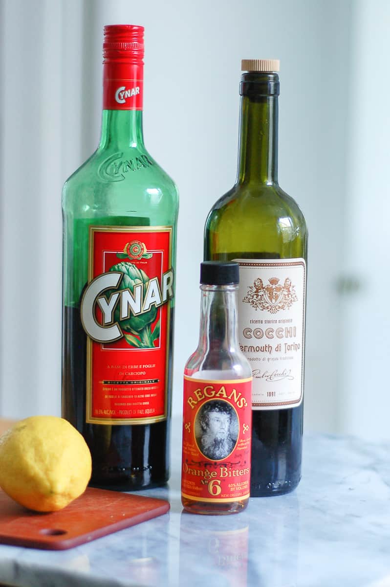 Cynar, orange bitters, sweet vermouth