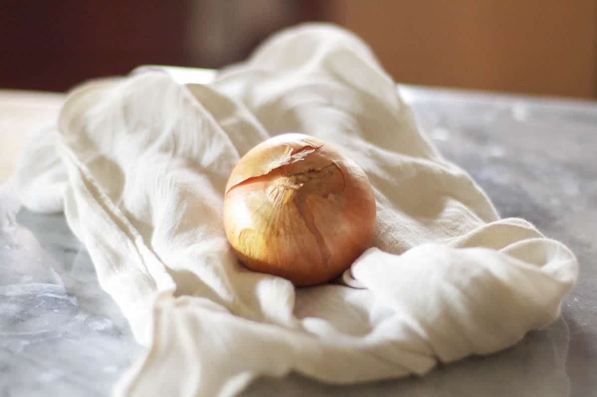 Onion on a towel