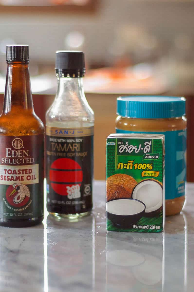Sesame oil, tamari, coconut milk, peanut butter