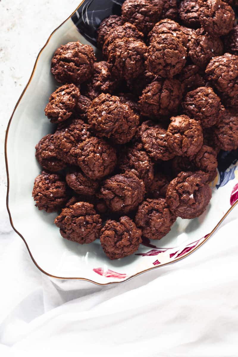 Salted Chocolate Rye Cookies on a platter