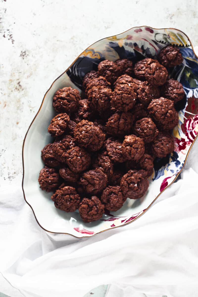 Salted Chocolate Rye Cookies on a platter