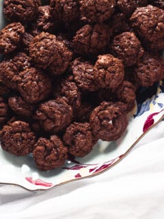 Salted Chocolate Rye Cookies on a platter