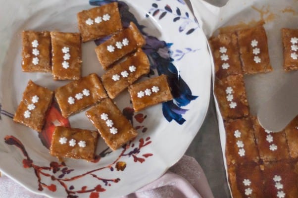 Butterscotch Glazed Espresso Shortbread Cookies. Delicate buttery coffee-flavored covered in a rich butterscotch glaze. An easy and elegant cookie for the holidays. From Blossom to Stem | Because Delicious www.blossomtostem.net