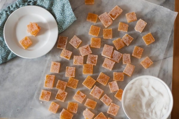 Passion Fruit Pate de Fruit (fruit jellies, or gummies). Gem-like chewy fruit candies. A lovely confection for a special occasion. From Blossom to Stem | Because Delicious www.blossomtostem.net