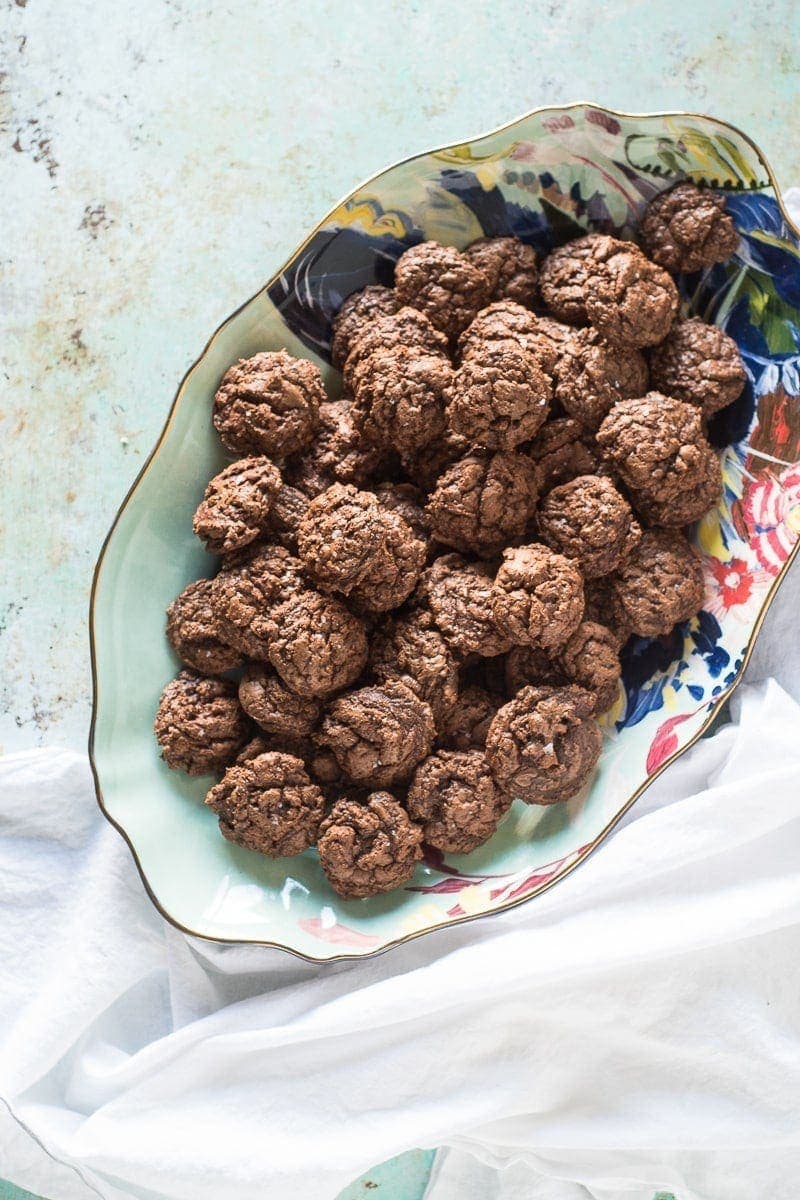 Salted Chocolate Rye Cookies. Rich cookies with a truffle-like texture and a hint of malty flavor from the rye flour. Utterly beguiling.