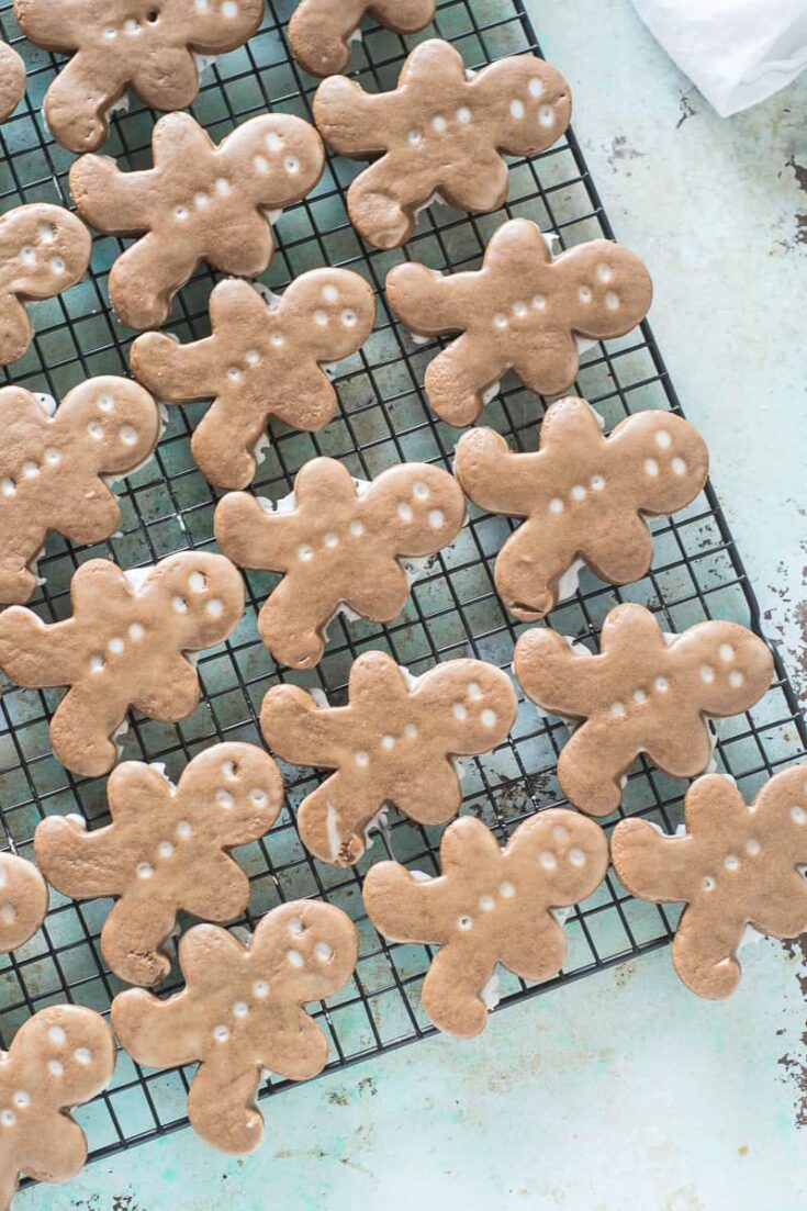 Soft Gingerbead Cookies on a cooling rack