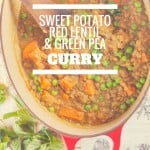 Sweet Potato, Red Lentil, and Green Pea Curry. A simple dish with Indian flavors perfect for a weeknight. Vegan, gluten free. Blossom to Stem | www.blossomtostem.net