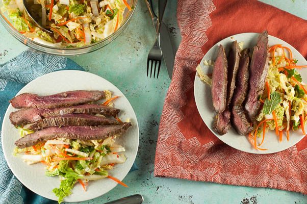 Vietnamese Flank Steak with Citrus Mint Cabbage Salad. From Blossom to Stem | Because Delicious www.blossomtostem.net #glutenfree #dairyfree