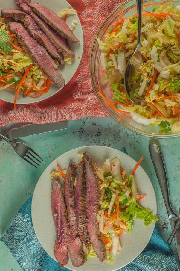 Vietnamese Flank Steak with Citrus Mint Cabbage Salad. From Blossom to Stem | Because Delicious www.blossomtostem.net #glutenfree #dairyfree