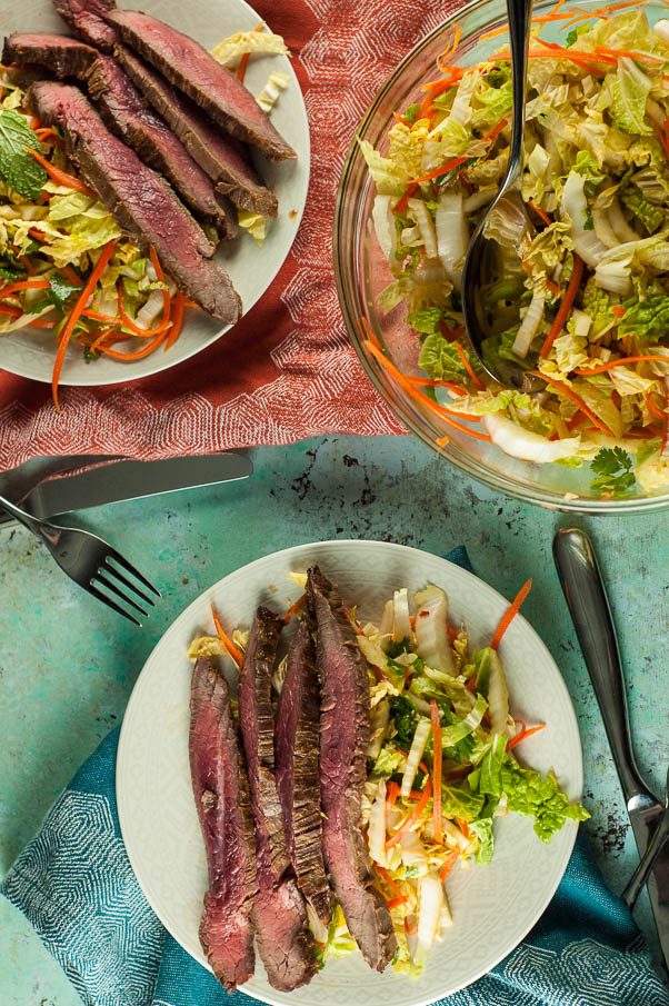 Vietnamese Flank Steak with Citrus-Mint Cabbage Salad - Blossom to Stem