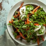 Roasted Carrots with Burrata and Carrot-Top Pesto. Almost a carrot caprese. A simple recipe with luxurious creamy burrata cheese, carrots, basil, and carrot-tops. Vegetarian, gluten free. (P.S. If you don't have access to carrots with nice tops, you can just do a basil pesto.)