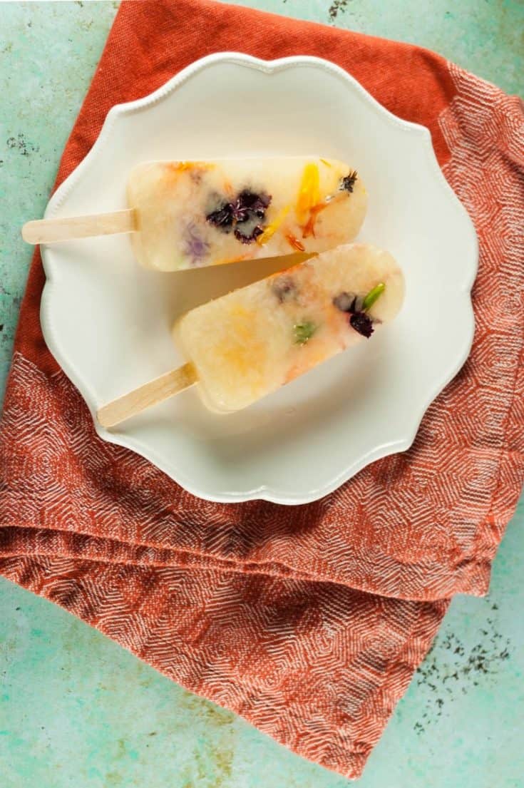 Lemon Elderflower Popsicles with Edible Flowers