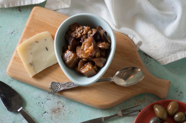 Eggplant Caponata. A simple, classic Sicilian antipasto. One of the best things you can do with eggplant. An amazing make-ahead appetizer for your next dinner party. Gluten free, vegan, vegetarian. www.blossomtostem.net