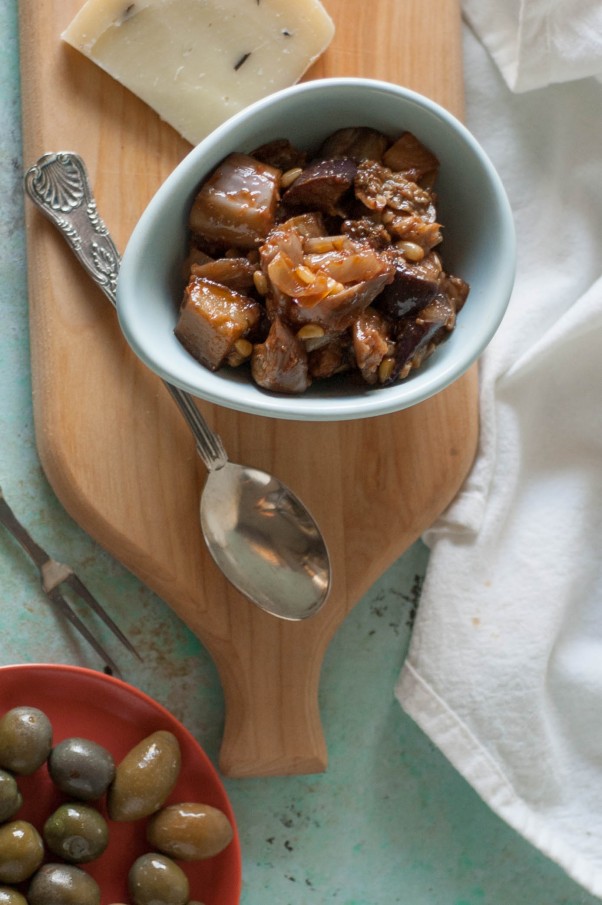 Eggplant Caponata. A simple, classic Sicilian antipasto. One of the best things you can do with eggplant. An amazing make-ahead appetizer for your next dinner party. Gluten free, vegan, vegetarian. www.blossomtostem.net