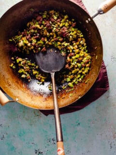 Send-the-rice-down celery and ground beef stir fry