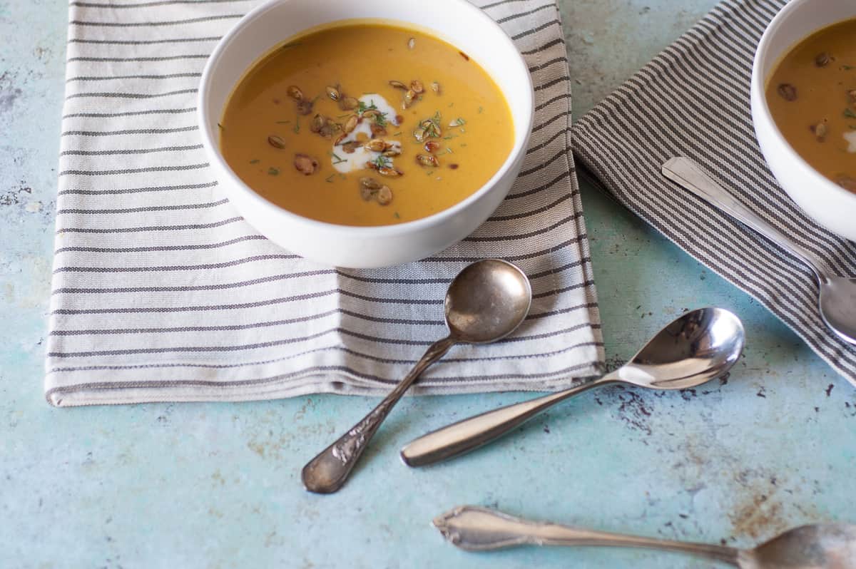 Roasted Heirloom Squash and Tart Apple Soup