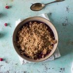 Raspberry Plum Crisp with Walnuts and Cardamom. From Blossom to Stem | Because Delicious | www.blossomtostem.net