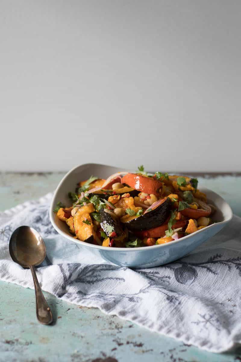 Chile Lime Squash and Chickpea Salad. Vegan, gluten free. From Blossom to Stem | Because Delicious | www.blossomtostem.net