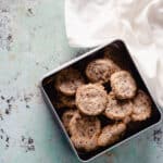 Nibby Buckwheat Cookies in a tin