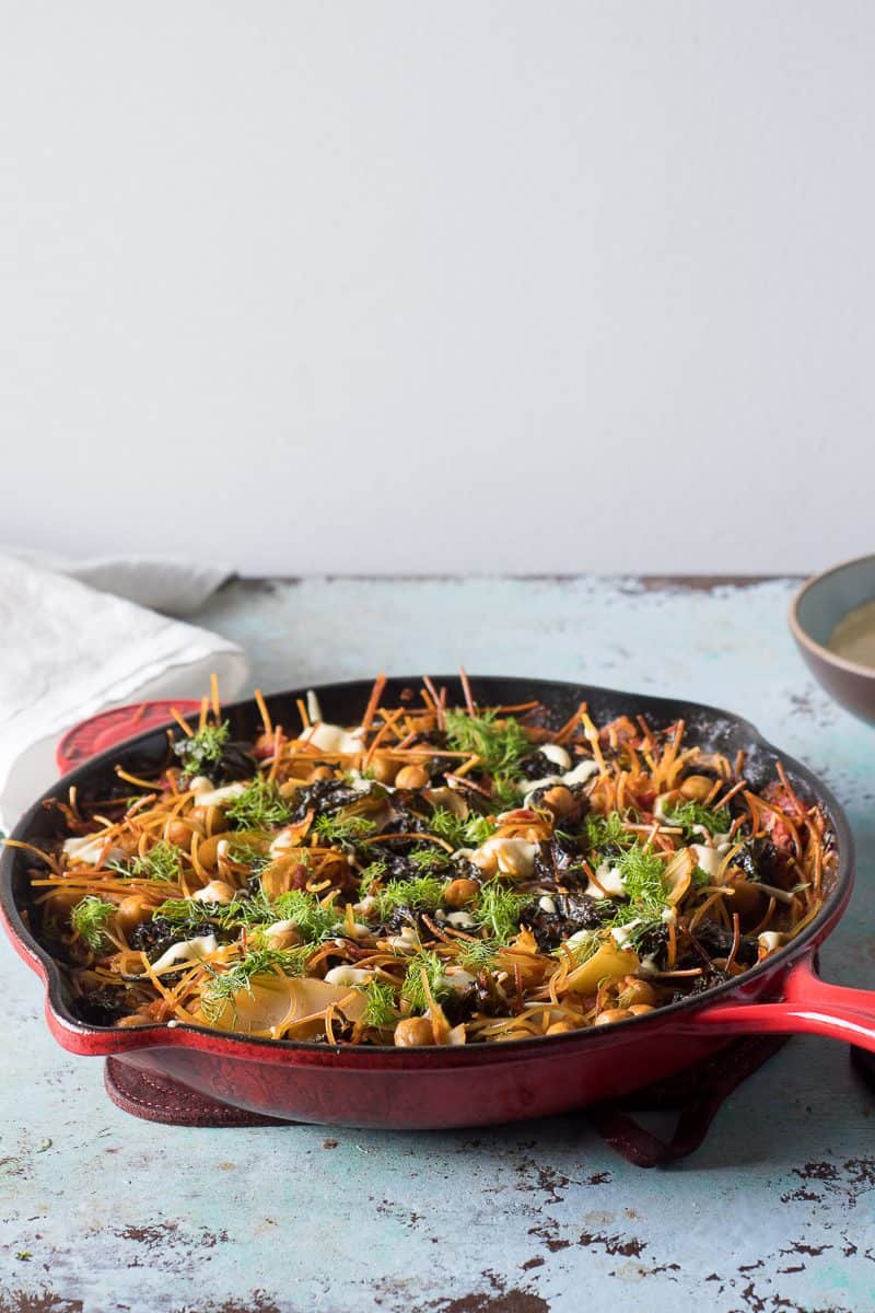 Fideos with Fennel, Chickpeas, and Kale