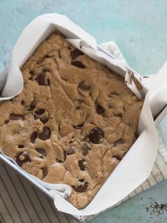 Blondies in a baking pan