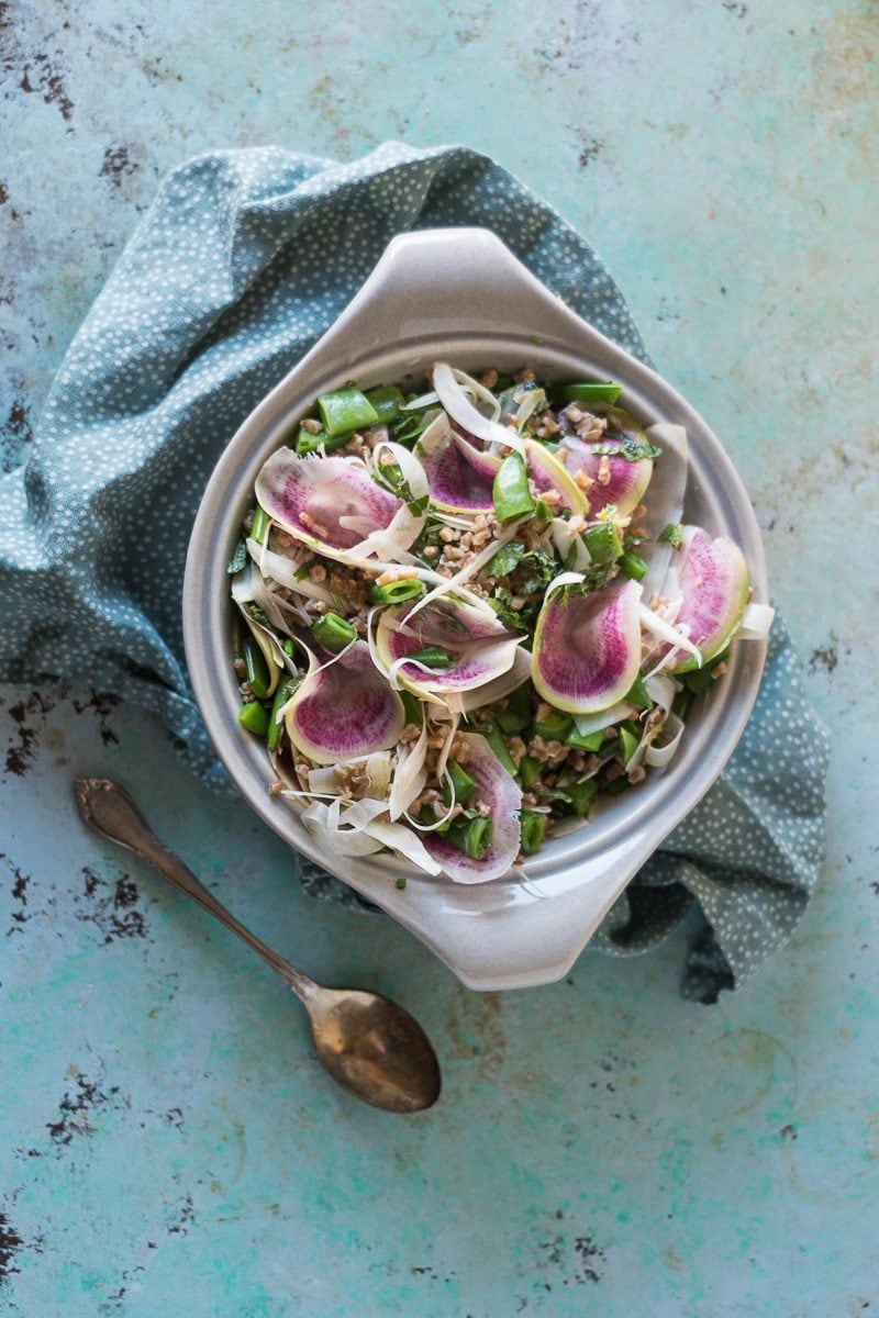 Sugar Snap Pea and Farro Bowl with Buttermilk Dressing. From Blossom to Stem | www.blossomtostem.net