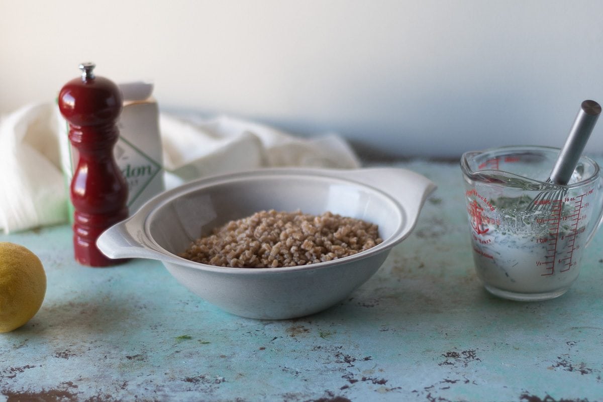 Sugar Snap Pea and Farro Bowl with Buttermilk Dressing. From Blossom to Stem | www.blossomtostem.net