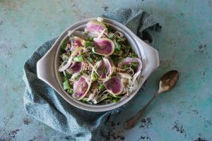 Sugar Snap Pea and Farro Bowl with Buttermilk Dressing. From Blossom to Stem | www.blossomtostem.net