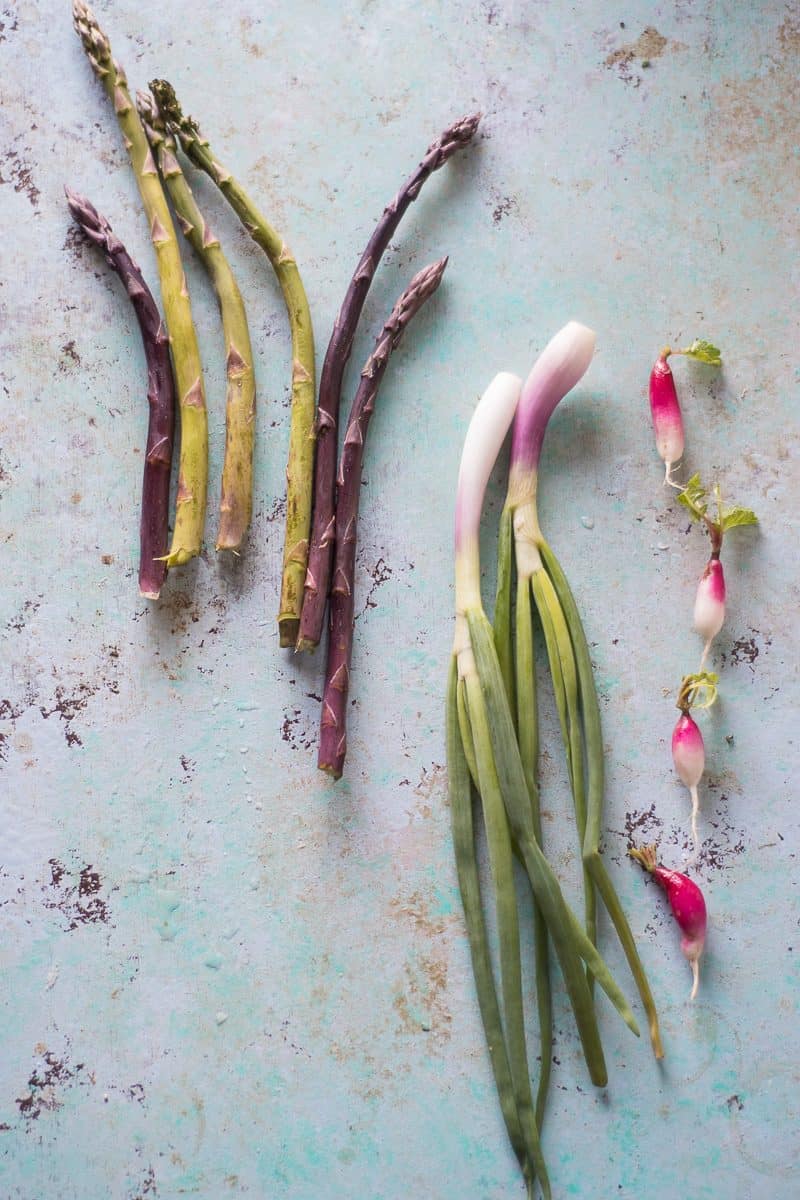 Spring Market Skillet with Asparagus, Radishes, Spring Onions and Poached Eggs. From Blossom to Stem | www.blossomtostem.net