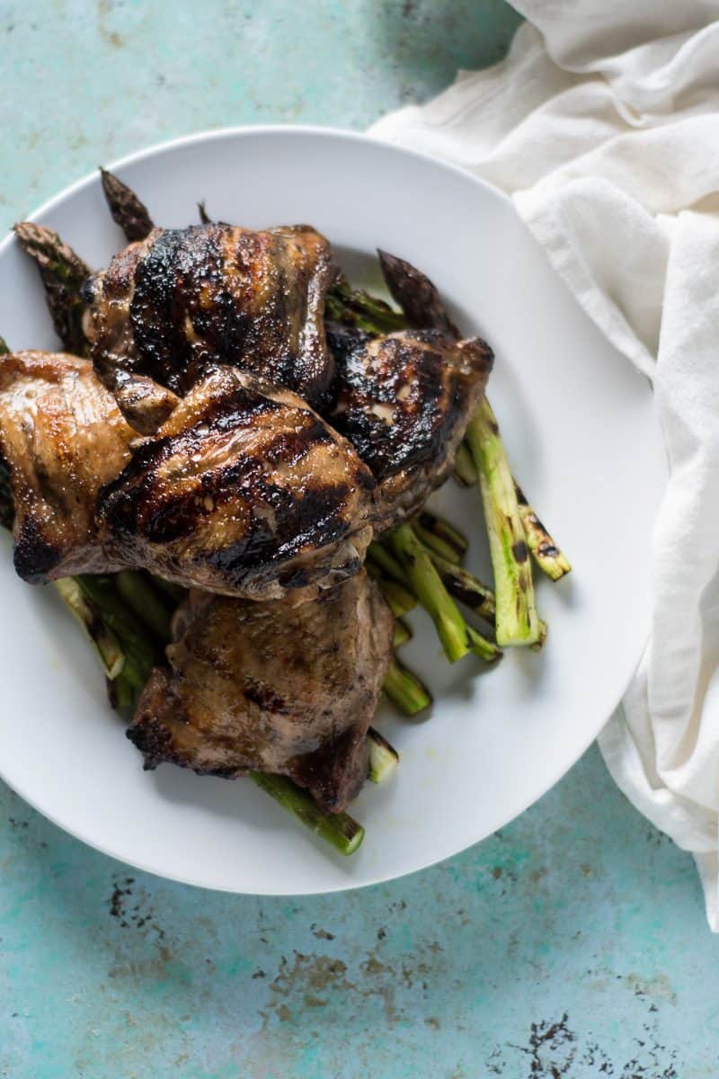 Lemon Balsamic Grilled Chicken with Asparagus. From Blossom to Stem | www.blossomtostem.net