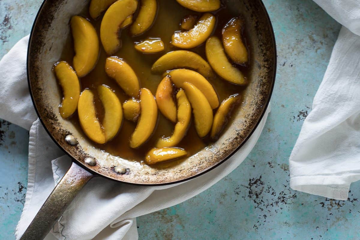 Buttermilk French Toast with Maple Glazed Peaches. From Blossom to Stem | www.blossomtostem.net