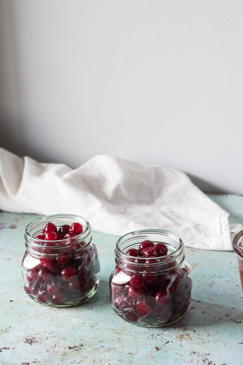 Sour cherries in jars