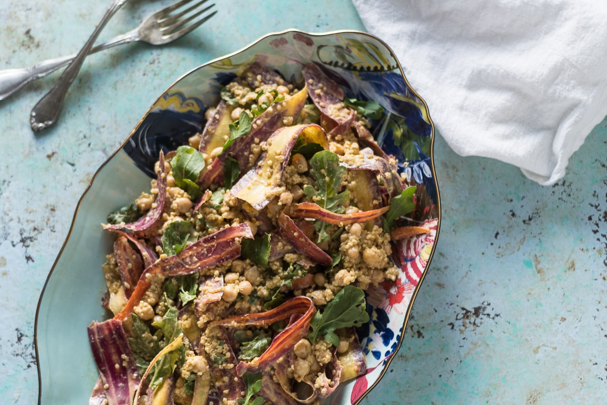 Carrot Chickpea Quinoa Salad (in poblano yogurt sauce) - Blossom to Stem