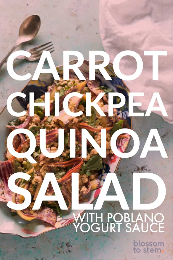 Carrot Chickpea Quinoa Salad with Poblano Yogurt Sauce