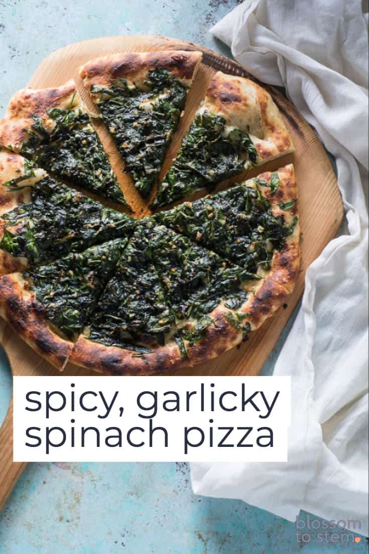 Spicy Garlicky Spinach Pizza